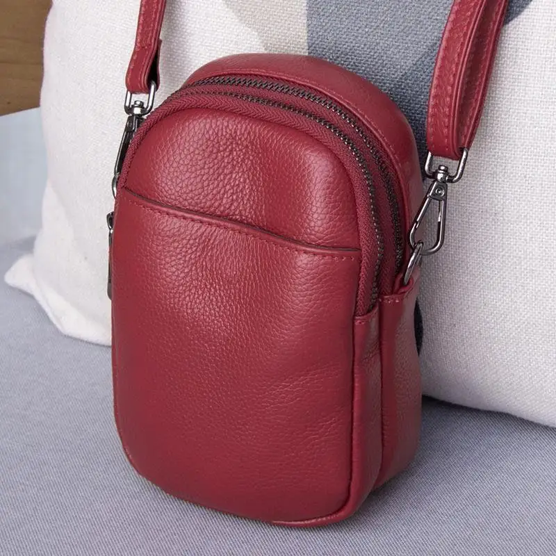 Fashionable Soft Leather 2025 New Women's Bag Versatile Single Shoulder Bag Multi-layer Ladies Crossbody Phone Bag Trendy