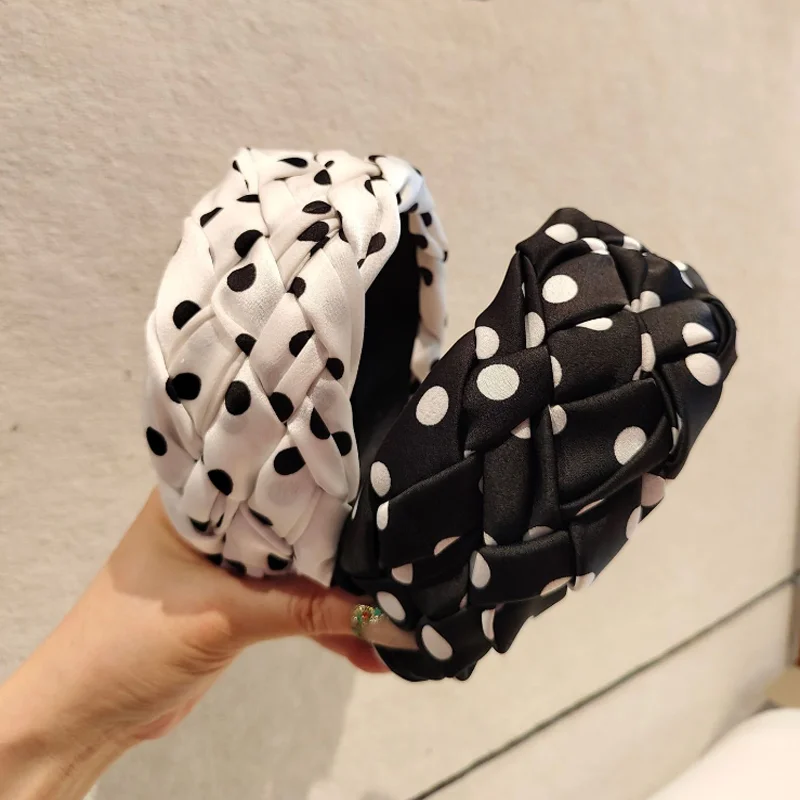 Polka Dot Hair Hoop Hairbands Wide Edge Wave Knot Headband Women Vintage Hair Accessories and Headwear