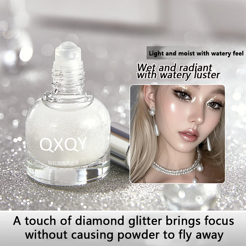 ダイヤモンドローラーハイライターリキッド、水っぽい、軽いベタつかない、ダイヤモンドフリー、パウダーフリー、キラキラパールアイシャドウリキッド