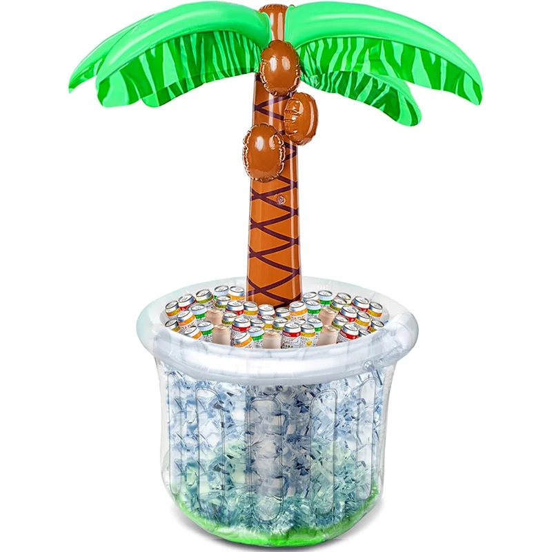 A04F-Ocean Theme 60" Gonfiabile Palm Tree Cooler, Decorazioni per feste in piscina Giungla tropicale Bevanda estiva Acqua di raffreddamento