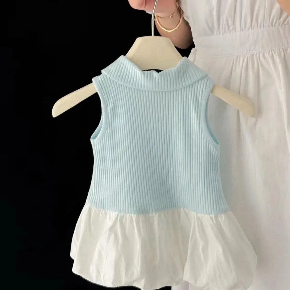 Summer Toddler Girls Sleeveless Vest Dress Cute Sweet Flower Bud Princess Fluffy Dress Kids Casual Party Dress