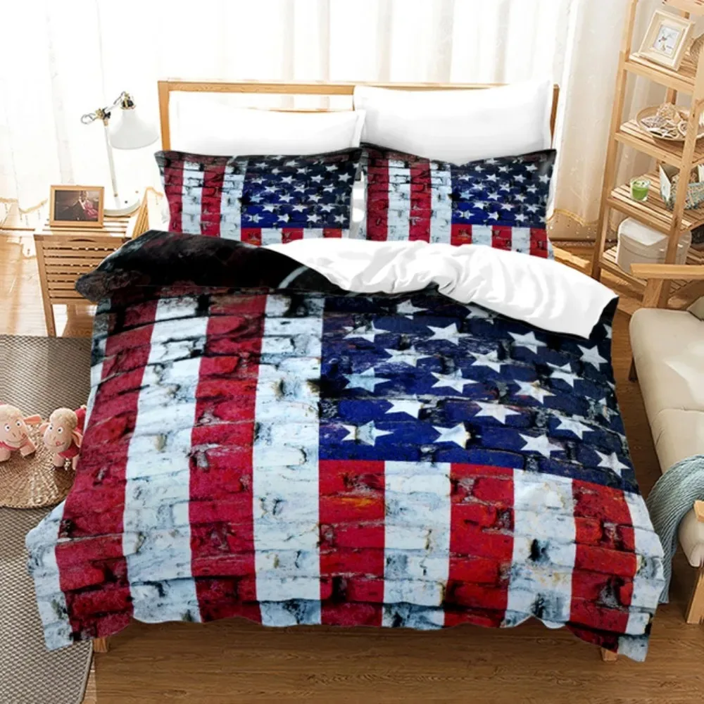 American Flag Bedding Set 3D Luxury Bed Linen Fashion Double Queen King Twin Full Size Teens Boys Duvet Cover Set Dropshipping