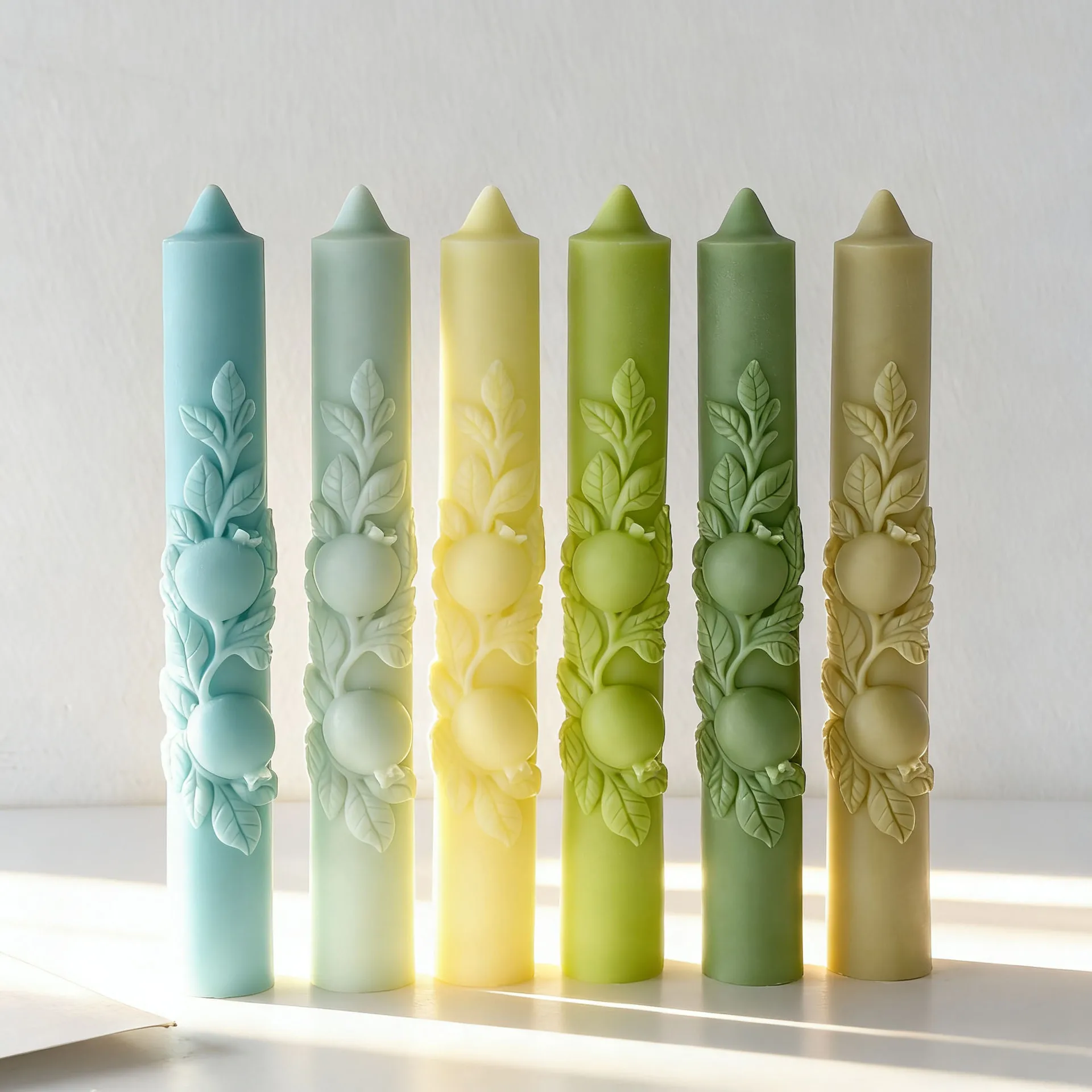 Molde para velas de silicona con varilla larga en relieve de Granada, moldes para velas aromáticas hechos a mano, suministros para fabricación de velas de cera de soja de poste largo