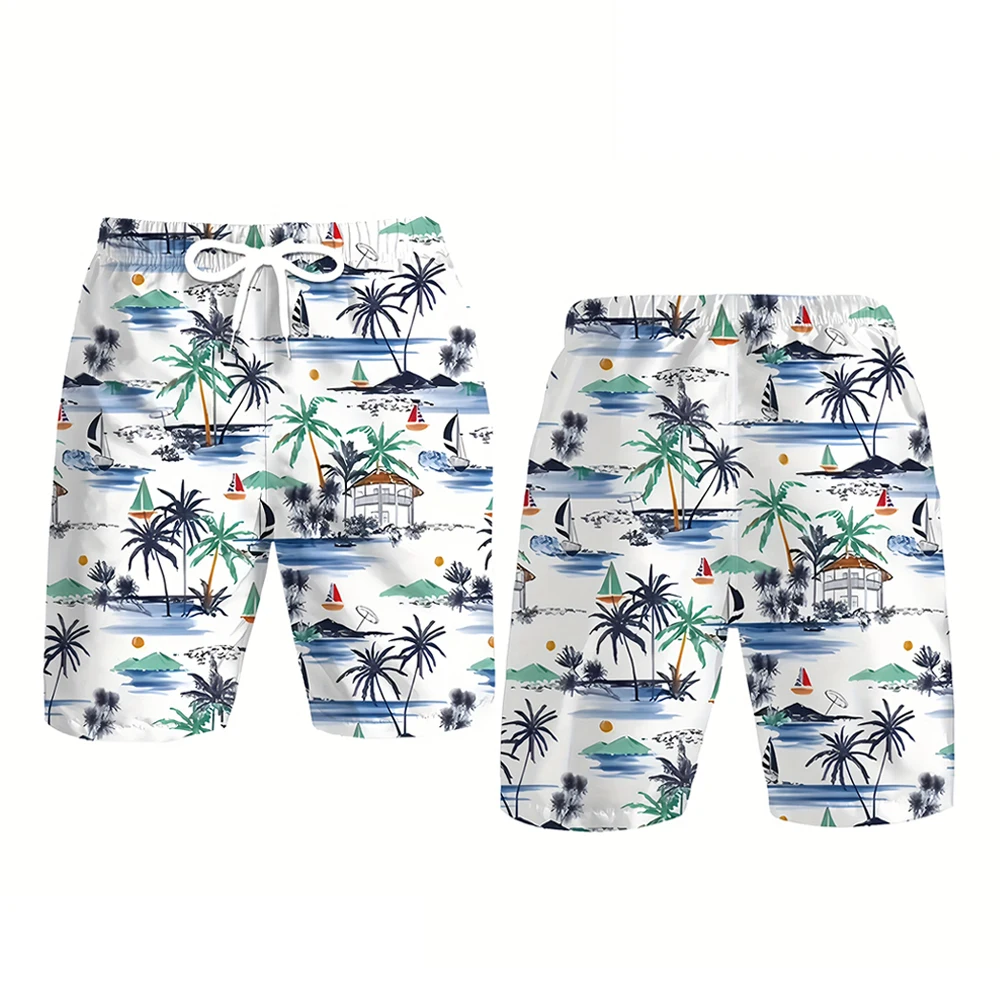 فلامنغو نمط الرجال شورتات للبحر الصيف هاواي عطلة تصفح شورتات السباحة اليومية عادية سريعة الجافة مرونة الخصر السراويل