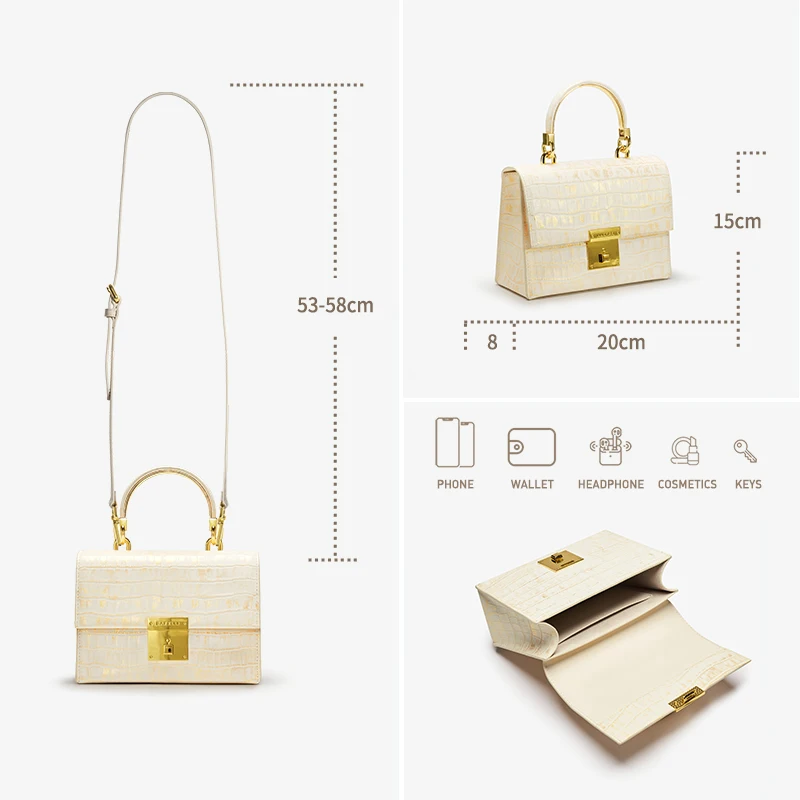 BAFELLI-bolso elegante de piel auténtica para mujer, Cartera de hombro de marca de lujo, color dorado, 2023