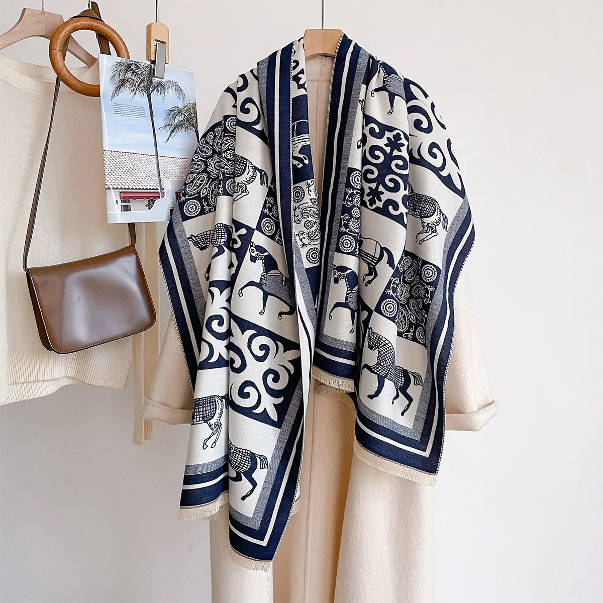 2026 Female Faux Cashmere Shawl Wrap Autumn Winter Thick Warm Soft Pashmina Double Sided Scarves Bufanda Echarpe Pashmina Poncho