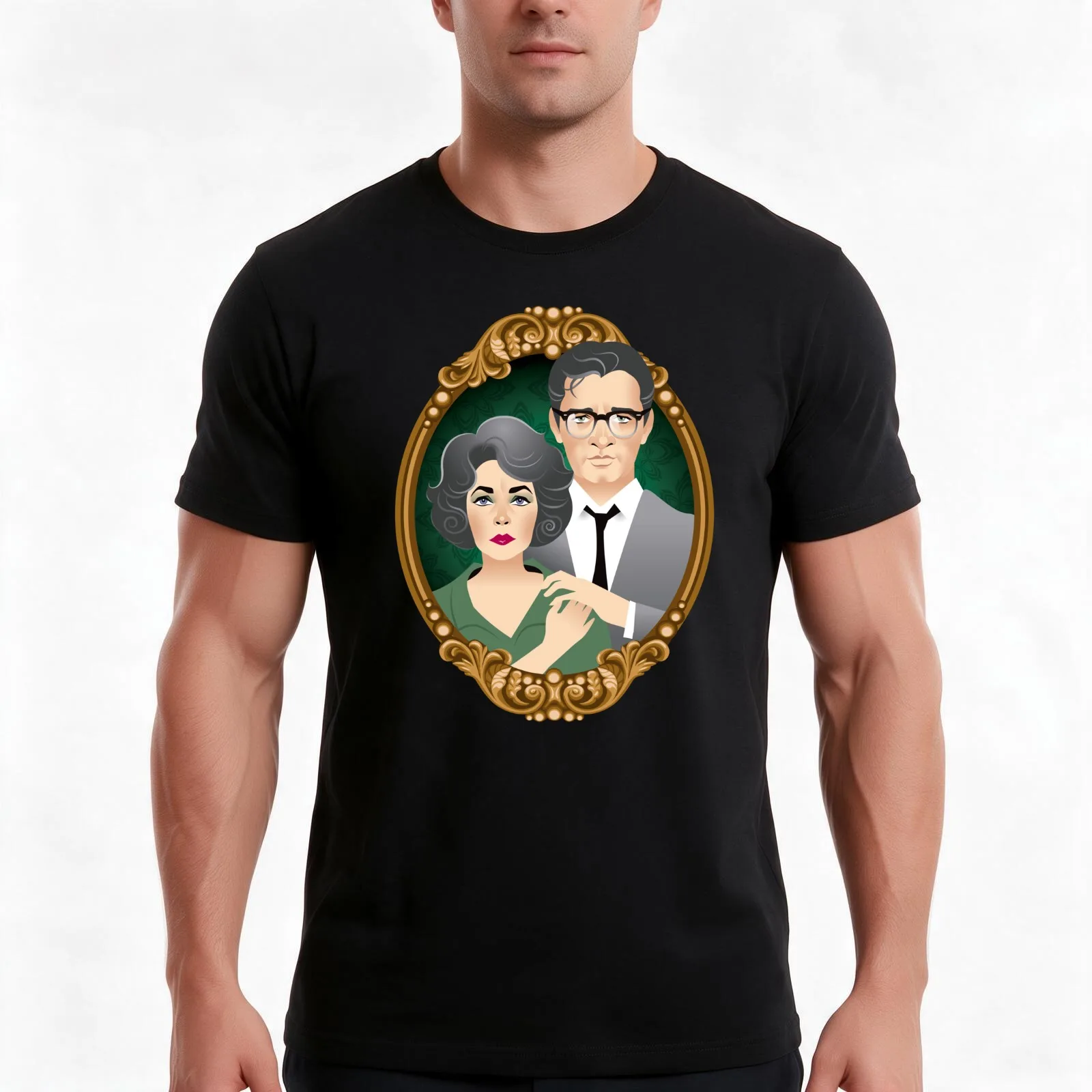 George & Martha T-Shirt, Summer Casual Cotton Tee, Oversized Streetwear Tops, Vintage Graphic Print, Loose Fit Short Sleeve