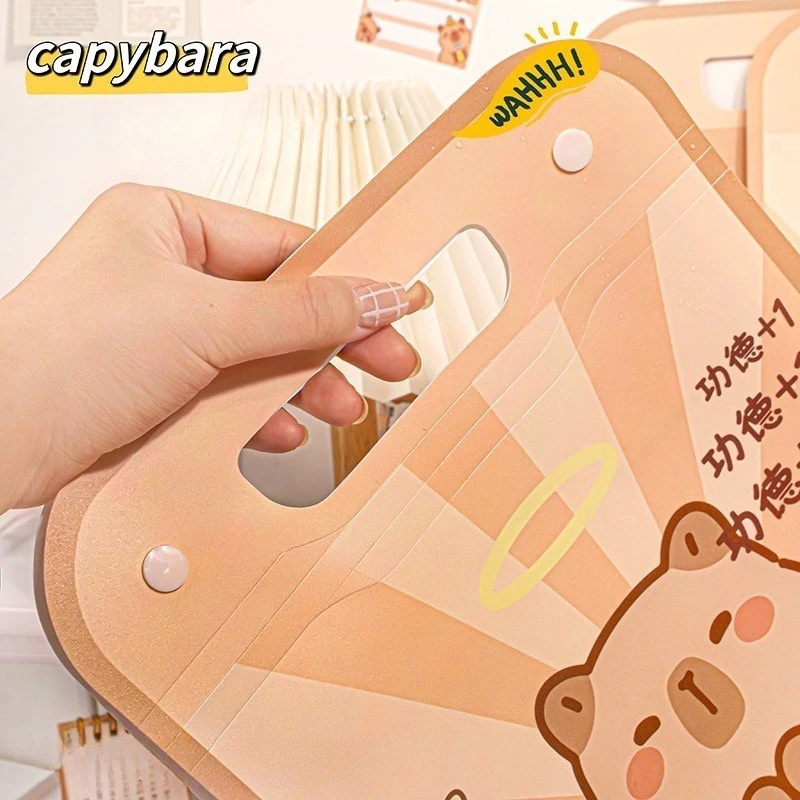 Cute Capybara File Folder Cartoon Creative Test Paper Storage Folder Portable Organ Pack Folder High-capacity File Folder