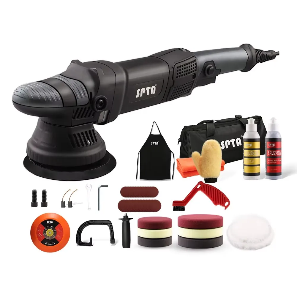 SPTA 5inch 780W Dual Action Polisher Orbit 15mm Auto Polisher DA Car Polisher Home DIY Polisher with Waxing Polishing Pads Set