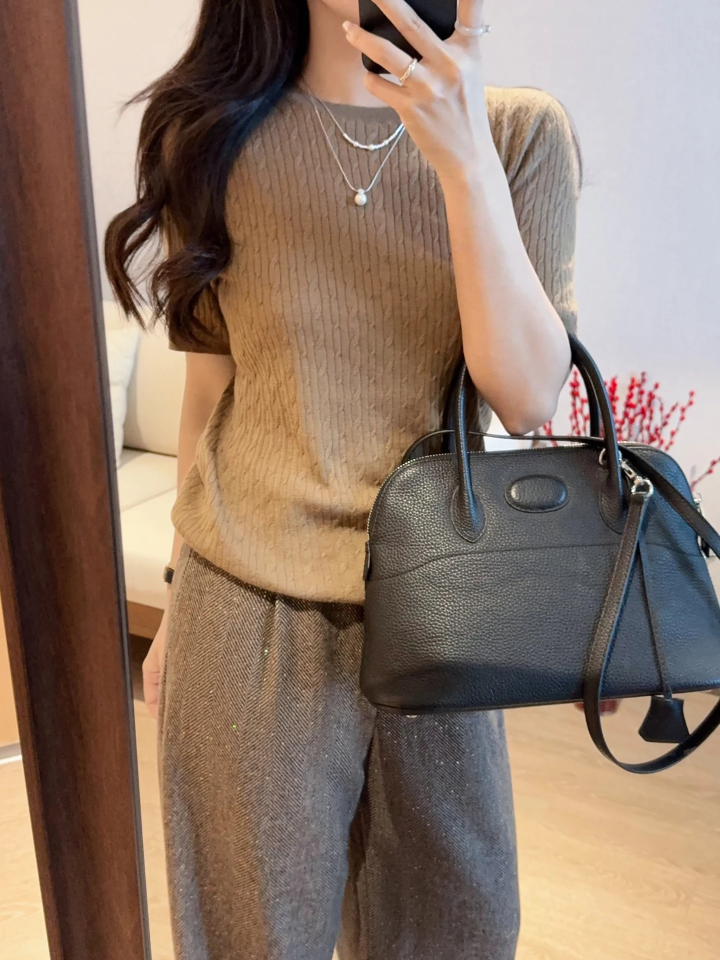 

Ele Thin Camere Wool Knitted Top ort Sve Twist Flower Design Women's Spring Summer Faionable Versatile Slimming ...