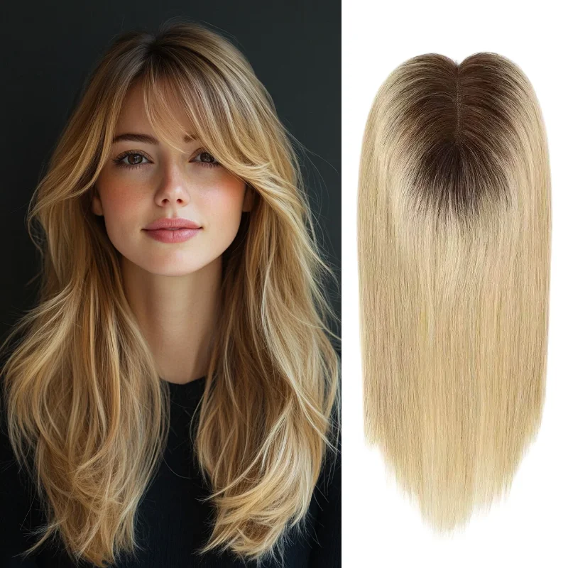 

6 Color Options Human Hair Frontal Lace Topper Wiglet 4x4.5 12 Inch Hand-Tied 4 Clips In Stock 48H #1B #2 #4 #613 #10/6 #613/BC