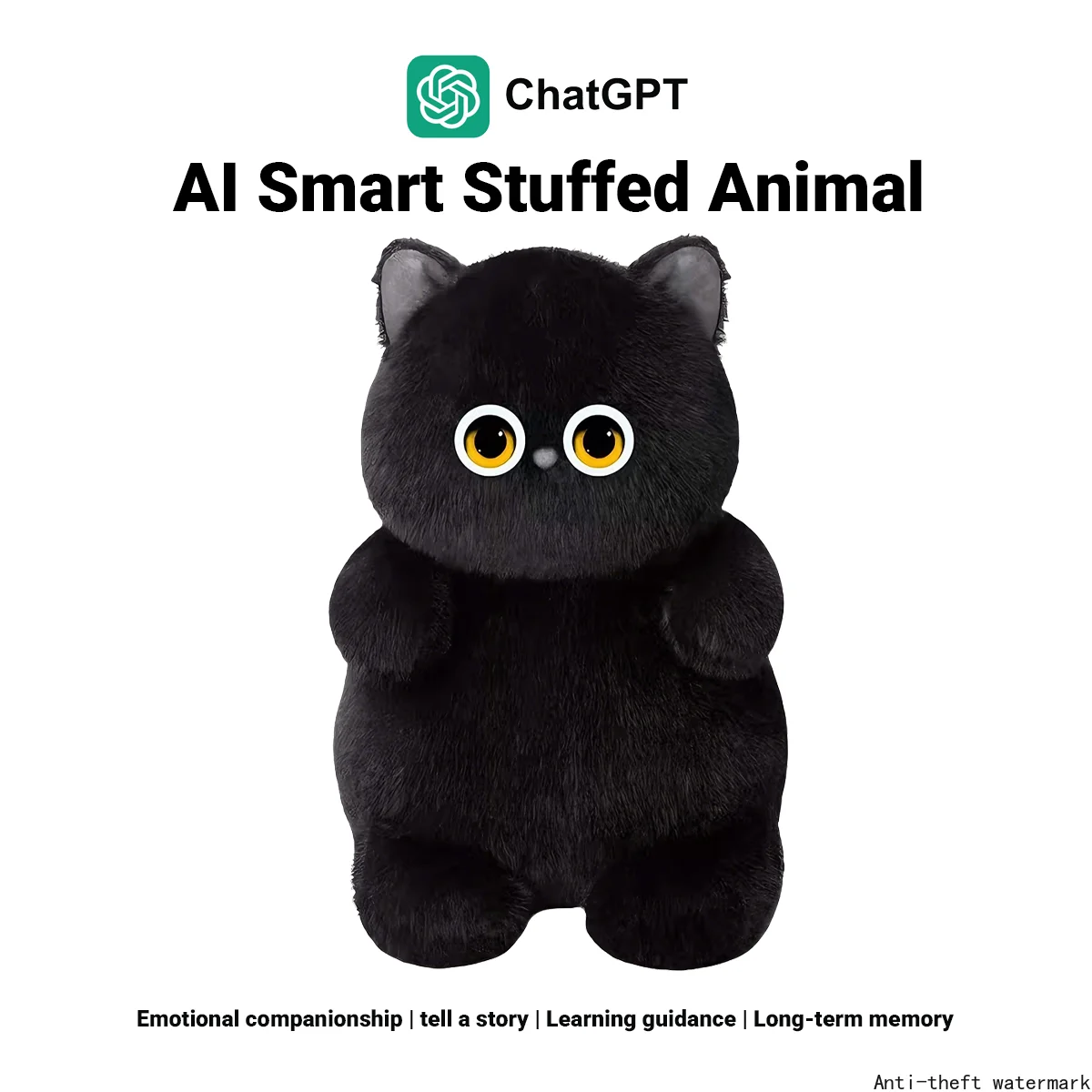 2026 Hot SellingAI Educational Rubber Plush Smart R obot Black Doll App Control Voice Activated Toy Kids Valentine