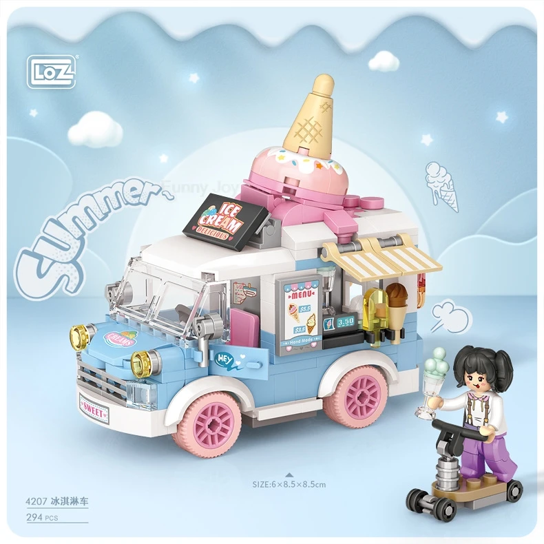 Nieuwe schattige huisdier-schommelwagen creatieve interessante voedsel-reis-campingwagen bouwstenen speelgoed kinderautomodel display kerstcadeau