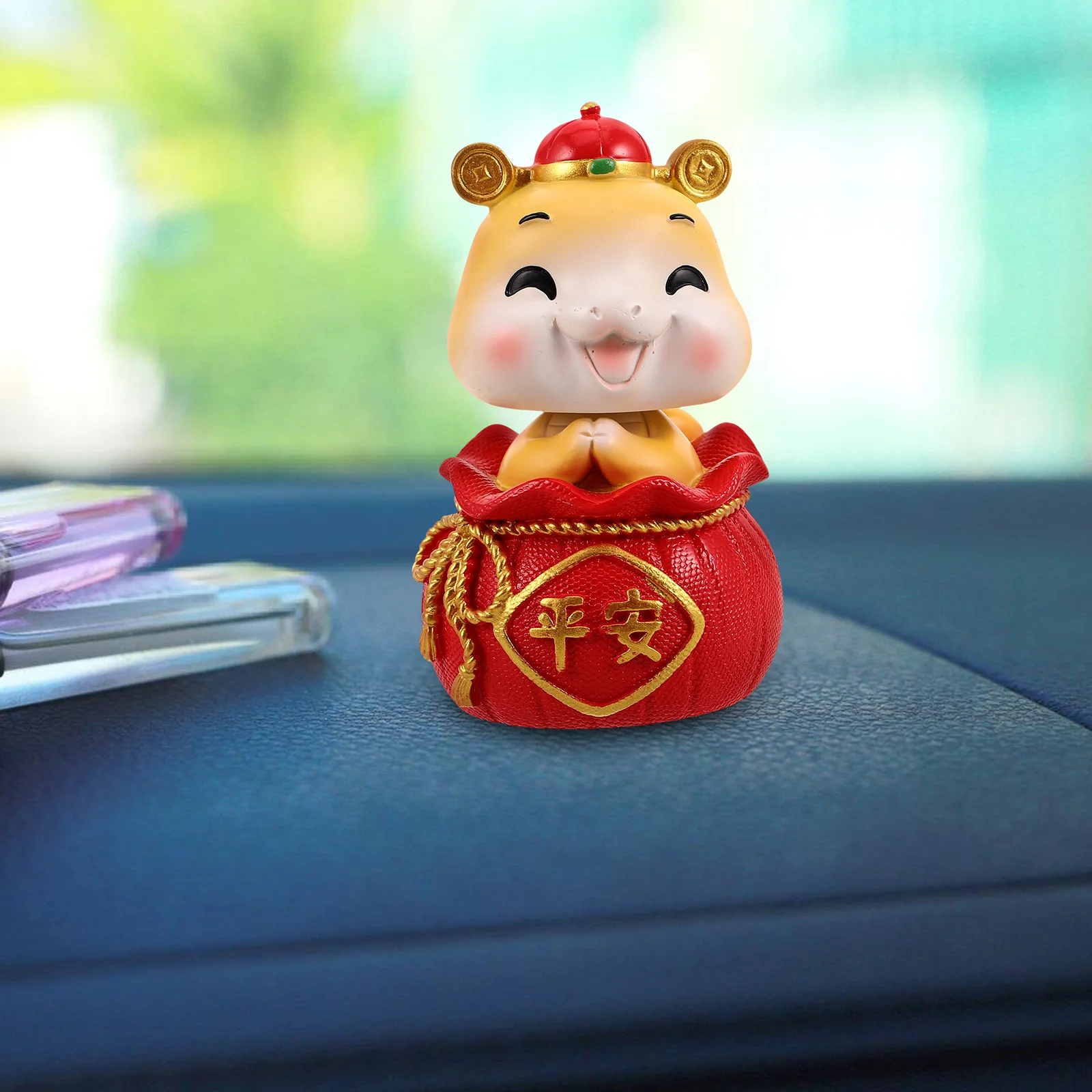 

Resin Snake Figurine Cute Car Dashboard Ornament Chinese New Year Desk Decoration Year of The Snake Lucky Ornament