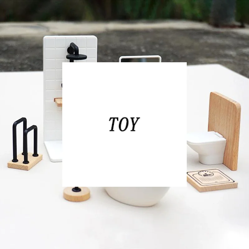 

1:12 Dollhouse Miniature Bathroom Decor Set with Shower Room, Toilet, Bathtub and Sink, Doll House Furniture Toy