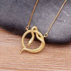Nidin European and American Popular Snake Pendant Necklace For Women Gold Plated Trend Aesthetic Jewelry Lucky Choker Gift