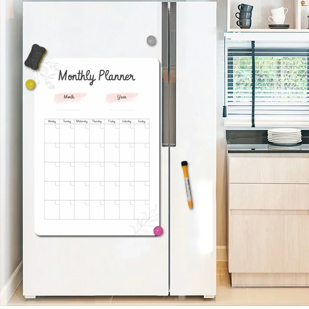 Fridge Magnet Sticker Acrylic Calendar Weekly Planner Magnetic Schedule Reusable Board Fridge Message Menu Planner Gadgets