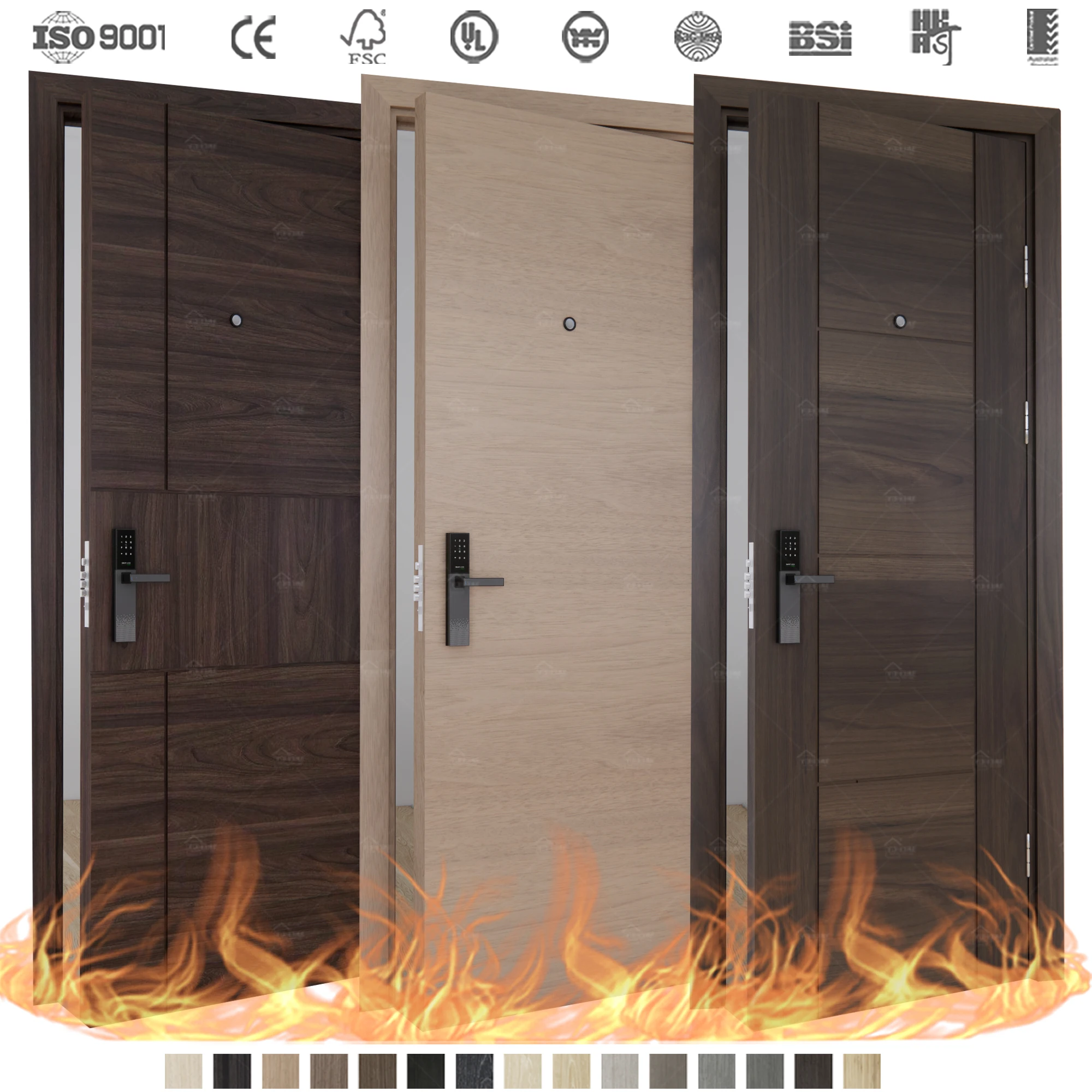 American Approve Fire Safety Door Modern Hotel Apartment Security Soundproof Interior Timber Fire Rate Door