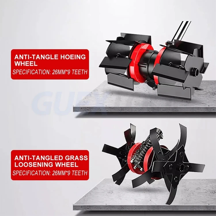 2025년형 정원 도구 브러시 커터 잔디 휠 미니 경운기 부품 정원 경운기 풀림 휠 깊은 경작 휠 트렌칭 나이프