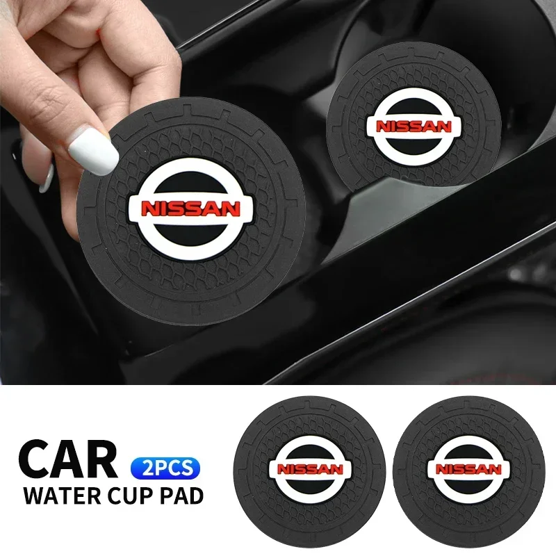 1/2pcs Car Coaster Water Cup Slot Non-Slip Mat Pad Silicone For Nissan X-trail Qashqai Note Juke Sentra Patrol Leaf Accessories