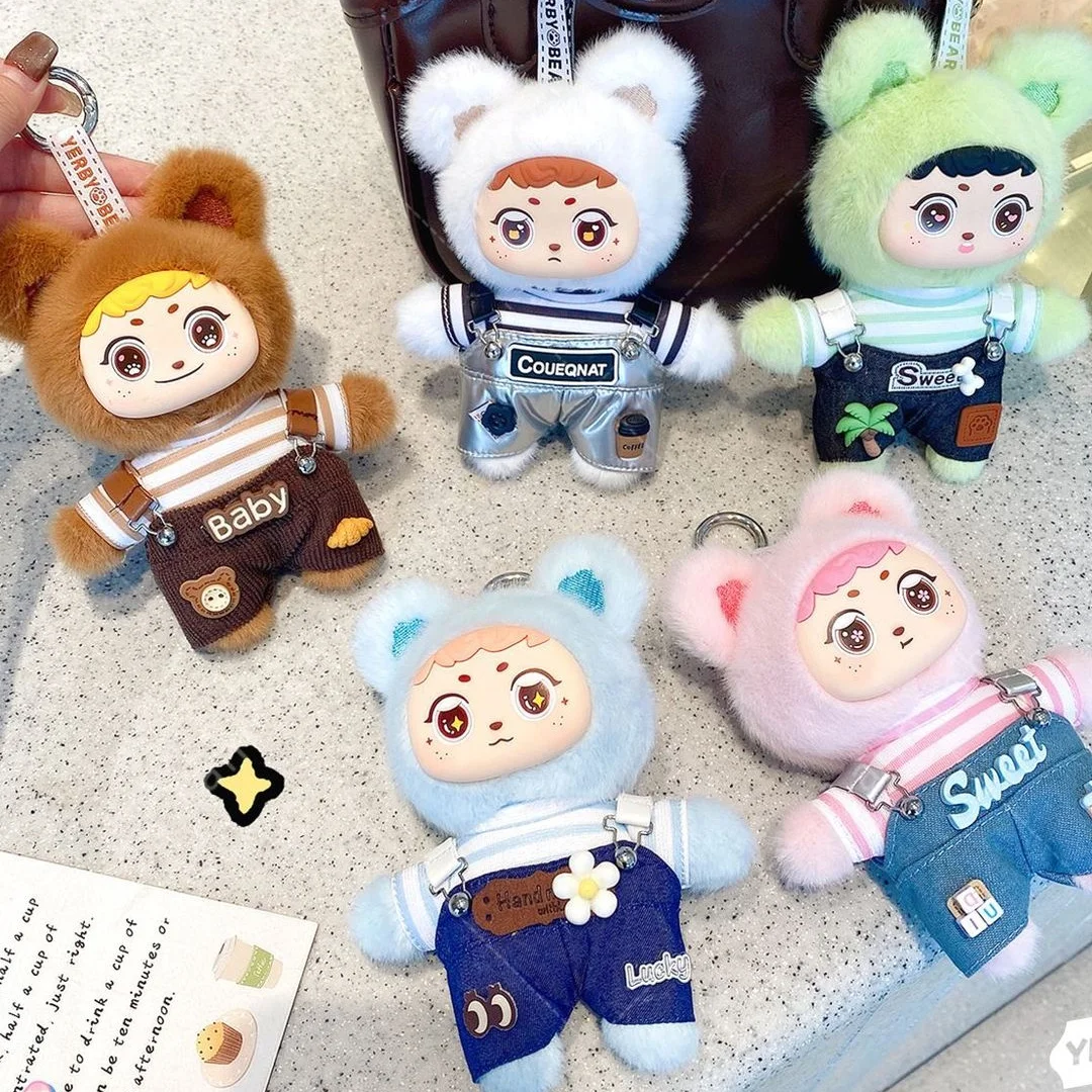 14 cm Cartoon Niedlichen Bären Vinyl Plüsch Spielzeug Gefüllte Plüsch Spielzeug Strap Hosen Bär Kleidung Können Abgenommen Kinder Geburtstag geschenke Hängen Taschen