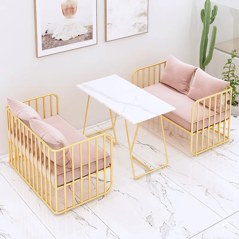 @Milk tea shop coffee shop fabric sofa Internet celebrity restaurant dessert shop sitting area card seat sofa table and chair co
