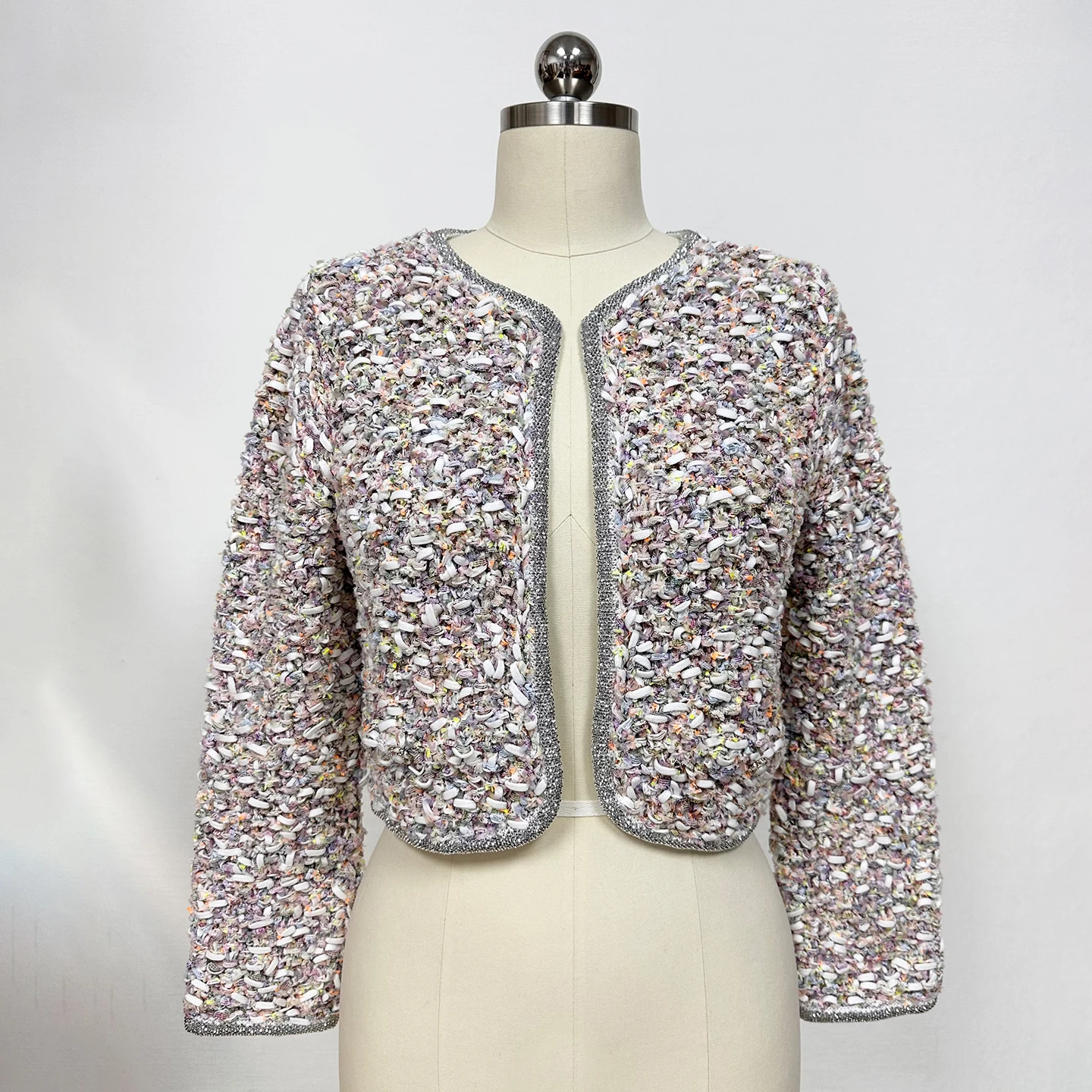 

NIGO Women's Colorful Diamonds Woven Cotton Round Neck Spring And Autumn Long Sleeve Short Cardigan Jacket Ngvp #nigo1953