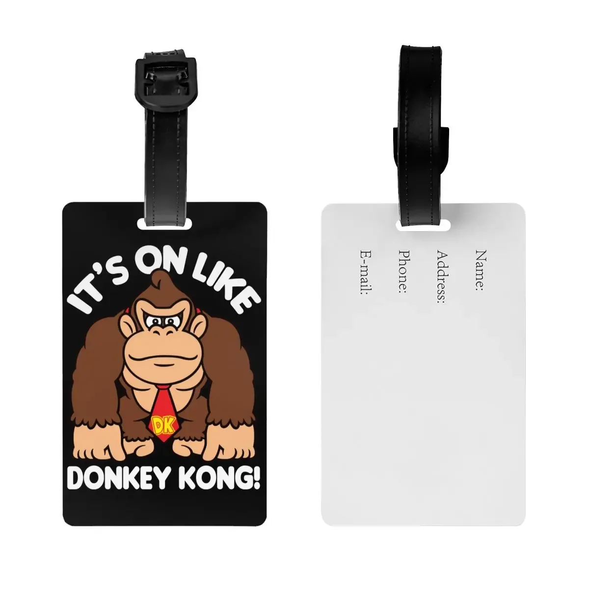 Custom It's On Donkey Kong Luggage Tag With Name Card Gorilla Privacy Cover ID Label for Travel Bag Suitcase