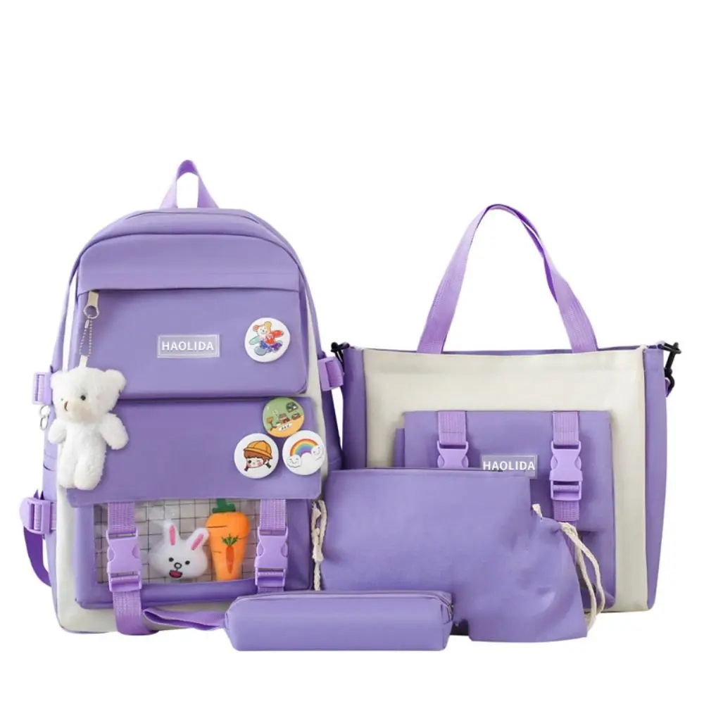 

Casual Nylon Large Capacity Bags Simple Canvas Badge Shoulder Backpack Commute Schoolbag Korean Style School Bag Unisex