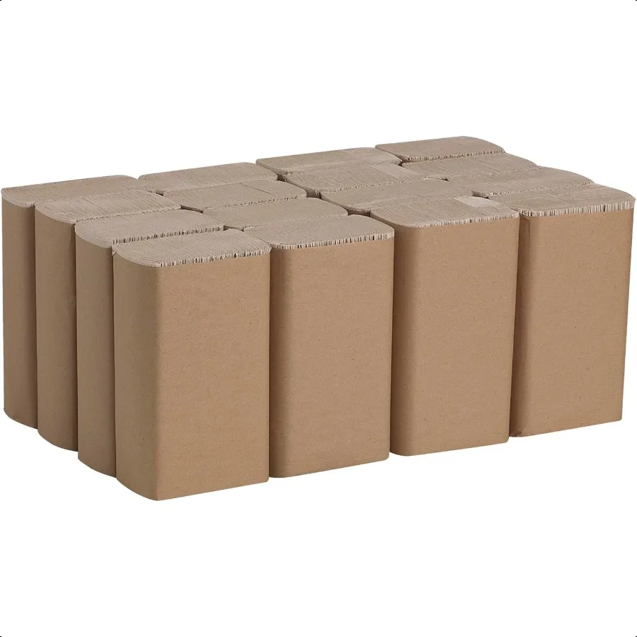 Toallas de papel plegables recicladas básicas Pacific Blue 23304 Marrón 250 Toallas Pack Estuche de 16 paquetes