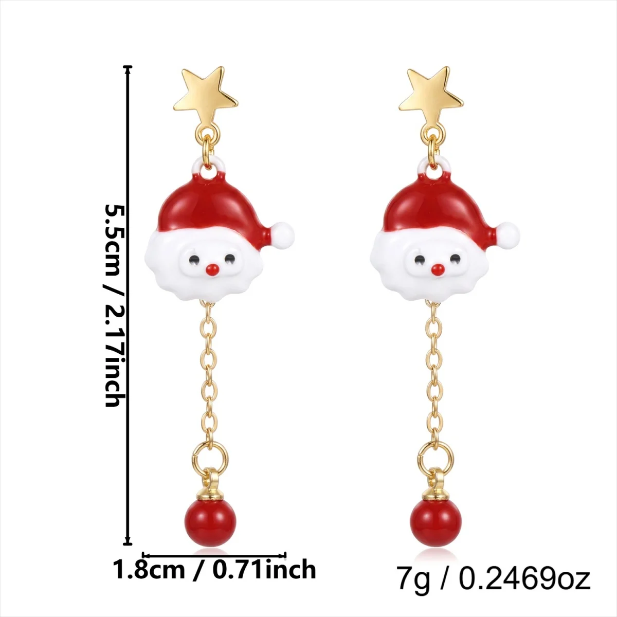 Niedliche, zwinkernde Weihnachtsmann-Ohrringe mit Bart für Damen, Cartoon-Lebkuchen-Weihnachtsbaum-Schleifen-Glühbirnen-Ohrringe, Schmuck – Detail 39