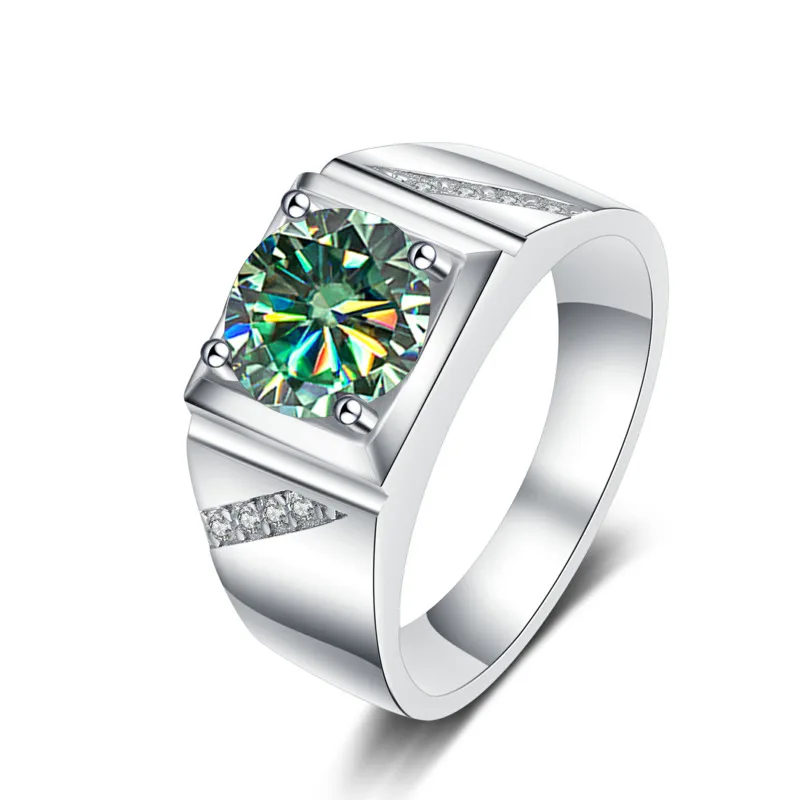 JoyceJelly Pure Silver 925 Jewelry For Men Luxury 1 Carat D Color Moissanite Ring S925 Simple Wedding Rings Platinum Plating