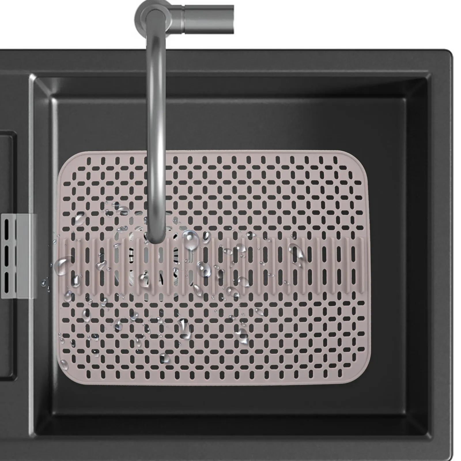 Silicone Sink Mat for Dish Drying – Soft Cushion Kitchen Countertop Protector Pad, Non-Slip Square Design