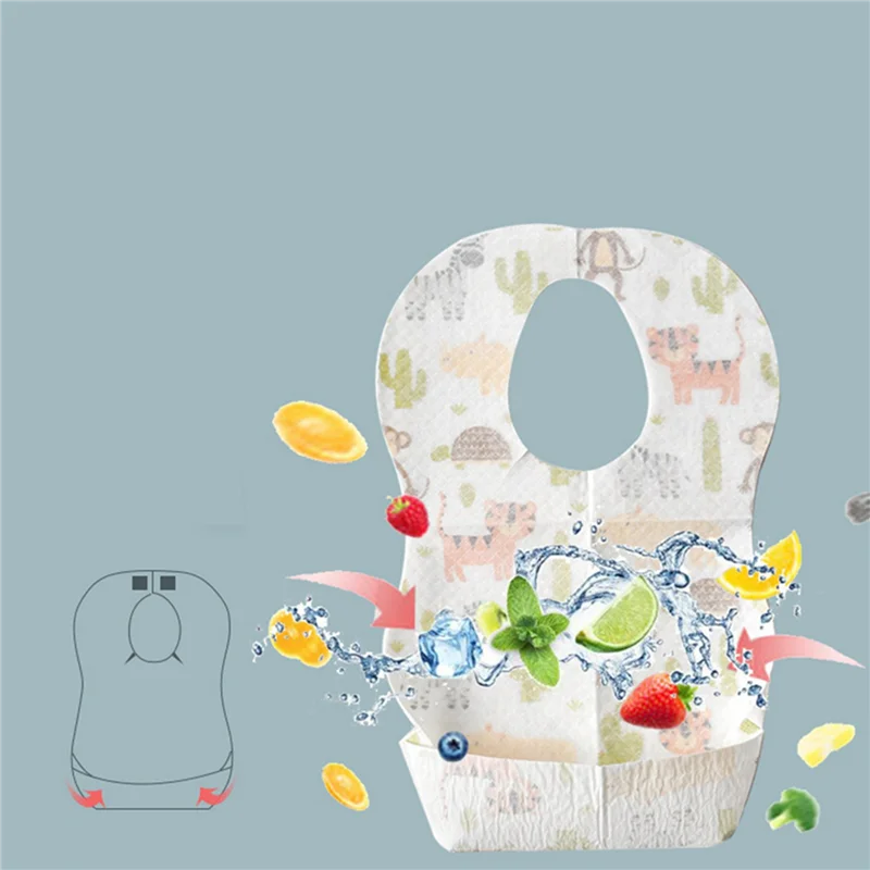 

B05C-80 Pcs Baby Disposable Bibs Non-Woven Fabric Baby Toddler Bibs Feeding Saliva Apron Paper Bibs Portable Bibs