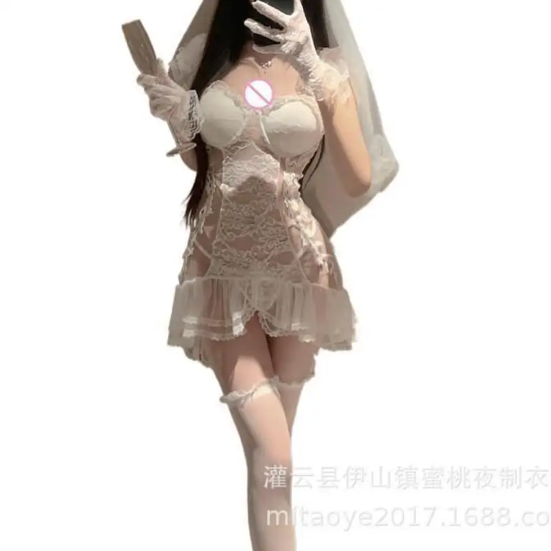 

Горячий комплект нижнего белья: кружевной бюстгальтер-топ без спинки, юбка-комбинация, стринги, трусики-стринги с эффектом подтяжки ягодиц, вентилируемые, с кружевом, с головным убором и чулками.