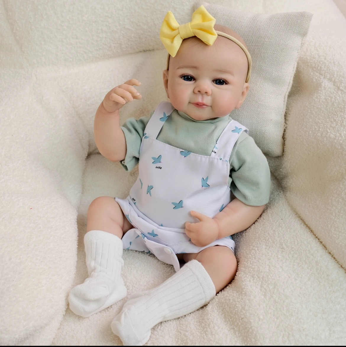

19-дюймовая кукла реборн всего тела vivienne, реалистичная, мягкая на ощупь, приятная кукла для новорожденных, многослойная живопись, 3D кожа