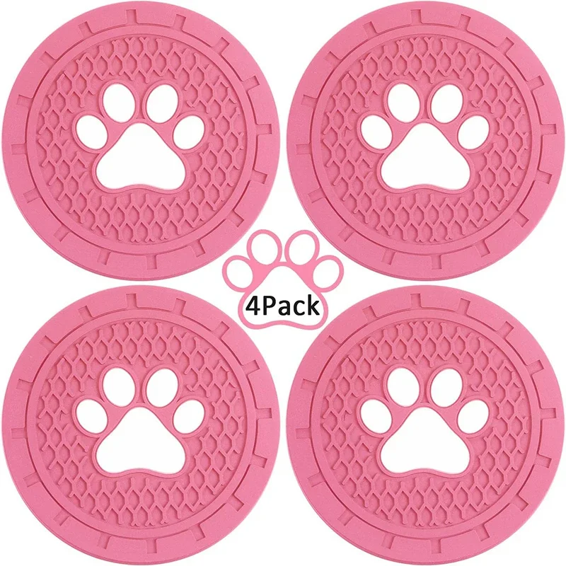 Cute Dog Paw Car Cup Holder Coaster Silicone Anti Slip Cup Holder Insert Coaster Mat Universal Car Interior Accessories