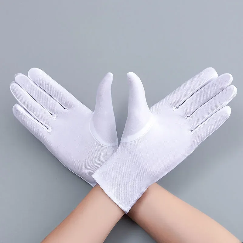 1 Pair Summer Thin Sunscreen Ice Silk Gloves Unisex Black White Stretch Drive Jewelry Ceremony Full Finger Short Gloves