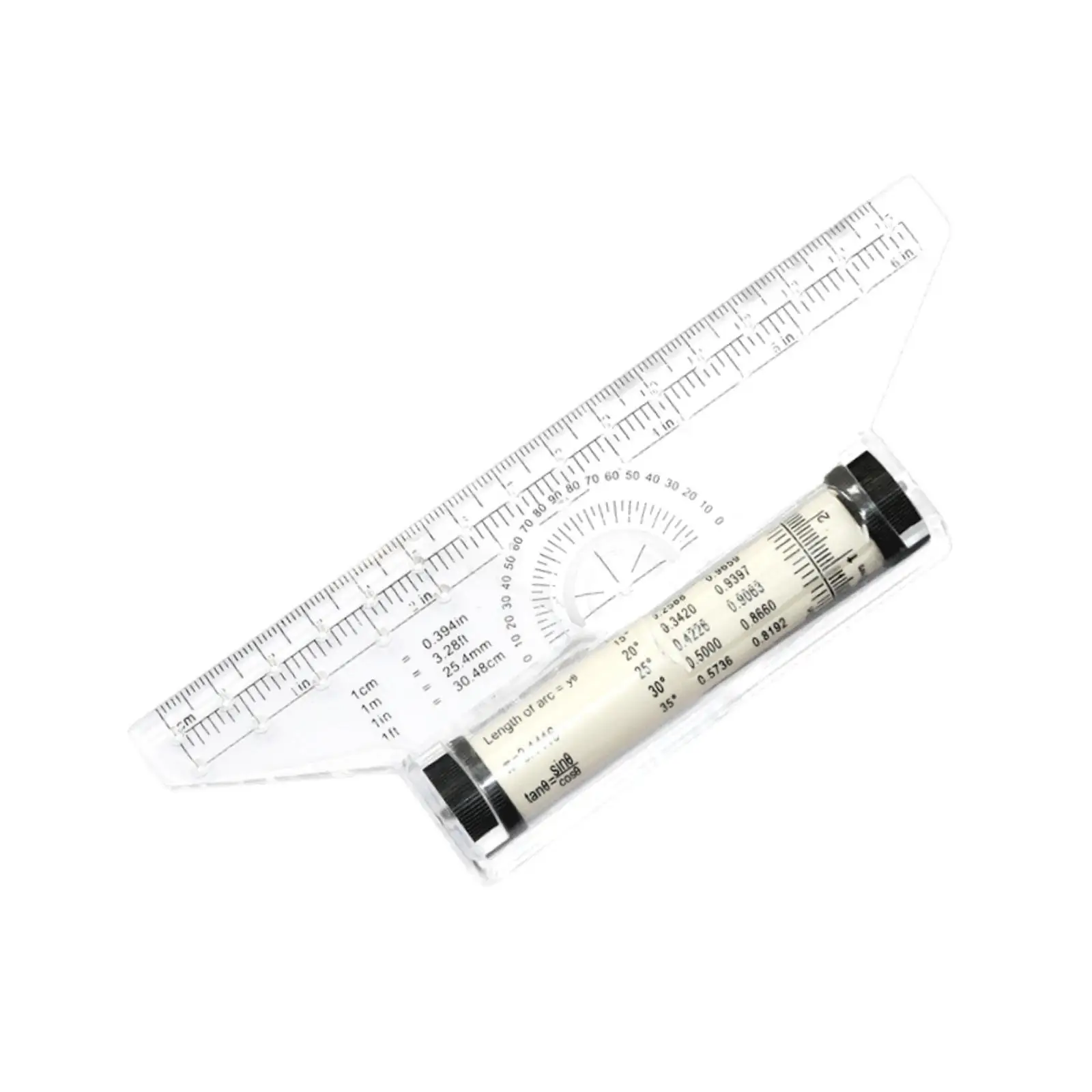 Multifunctional Parallel Rolling Ruler for Office Math Drawing Portable 6 Inch Plastic Protractor Tool for Architects Students