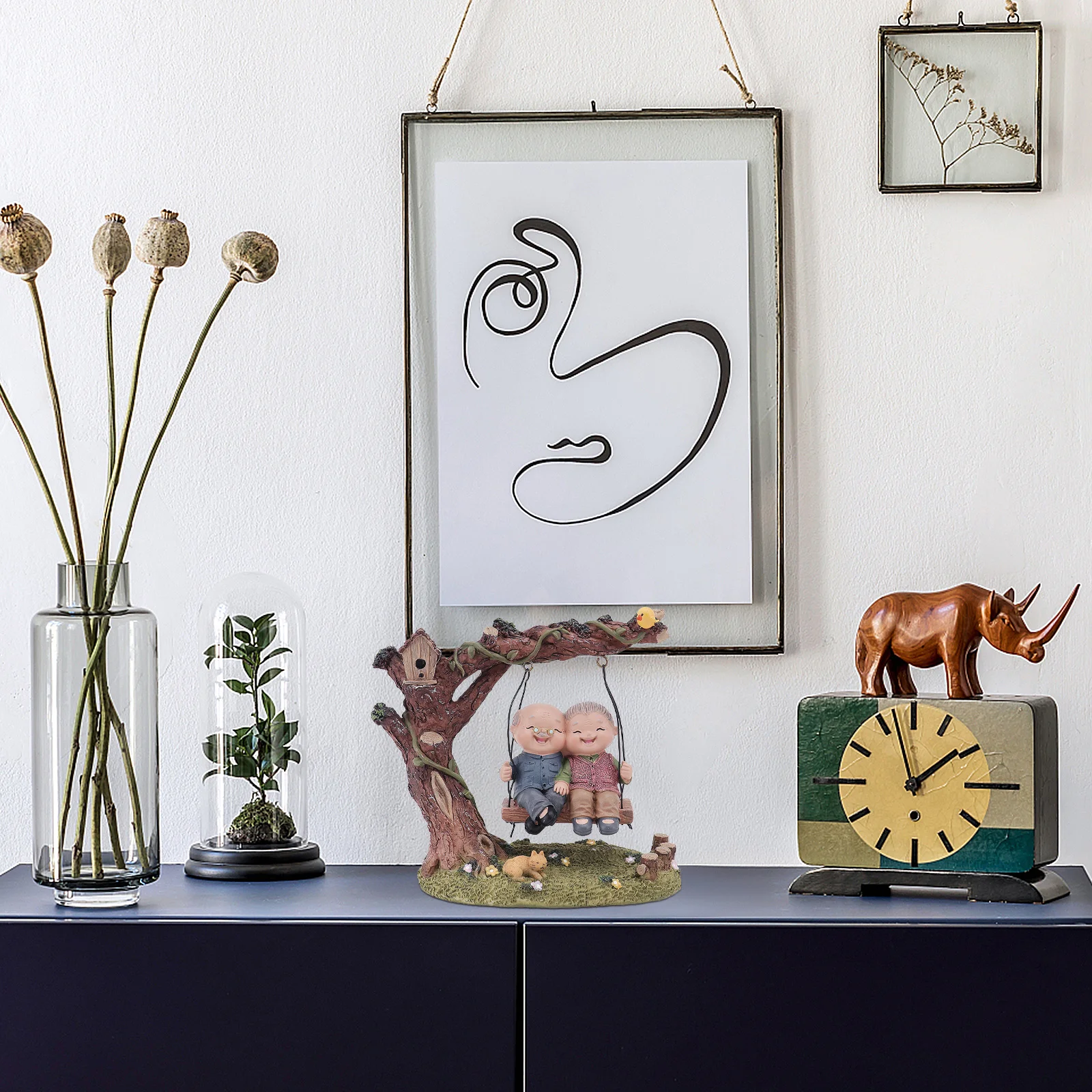 

1Pcs Resin Elder Sculpture Handcrafted Desktop Decor Home Decoration Adornment for Office Study Lasting Love Gift Idea