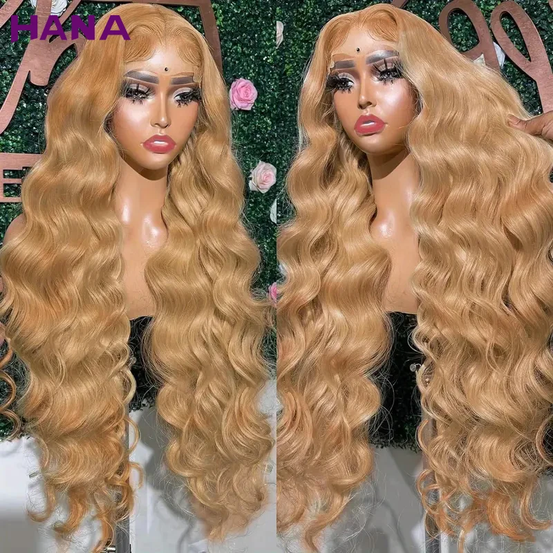 

13x6 HD Transparent Lace Front Human Hair Wigs #27 Honey Blonde Colored Body Wave Human Hair Lace Frontal Wigs For Black Women