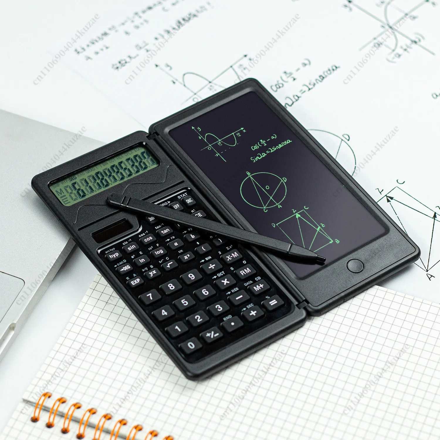 Portable Solar Dual-Power Calculator - 10-Digit Display with Handwriting Pad