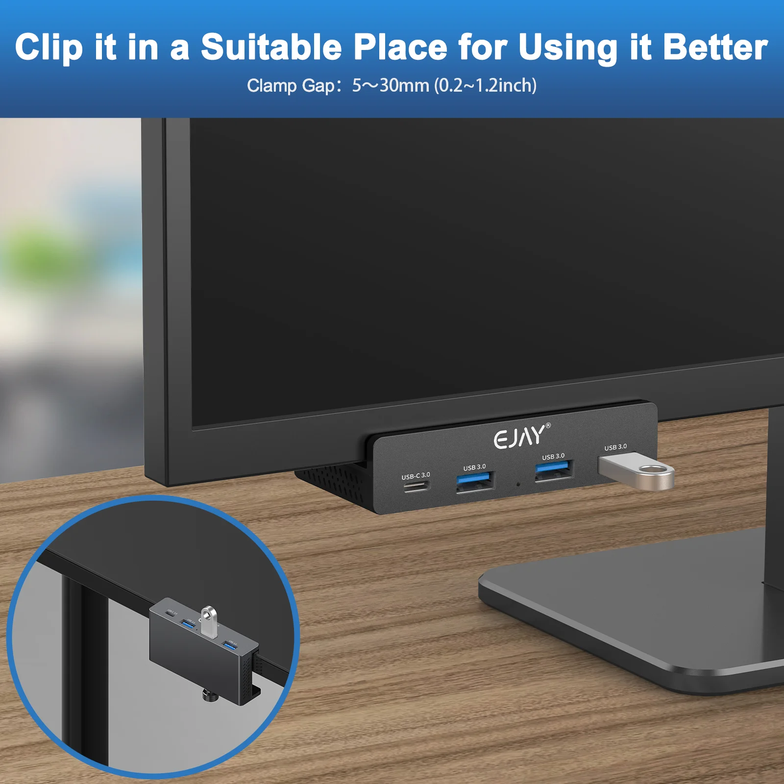 EJAY USB HUB USB 3.0 Splitter Adapter with Power Supply High Speed Data Transfer For MacBook Pro iMac Pro Laptops Accessories