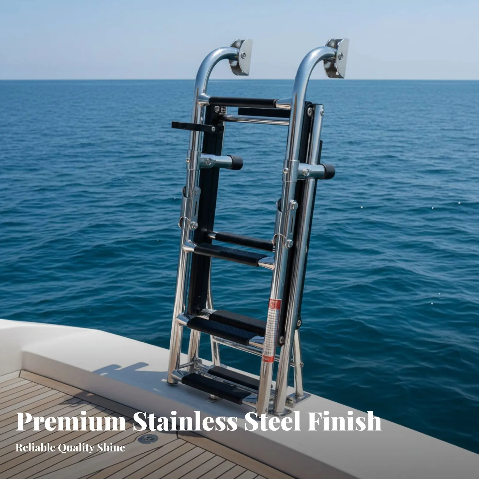 

Stainless Steel Deck Mount Ladder Sturdy Duty Foldable Boarding Ladder Yacht Bathing Step Polished Finish Aquatic Hardware