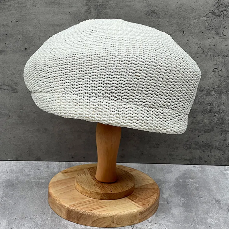 Luxury Style Summer Beret Women\'s Hat French Berets Woman Breathable Straw Sun Cap Ladies Beach Cap Women Beret Pillbox Hat