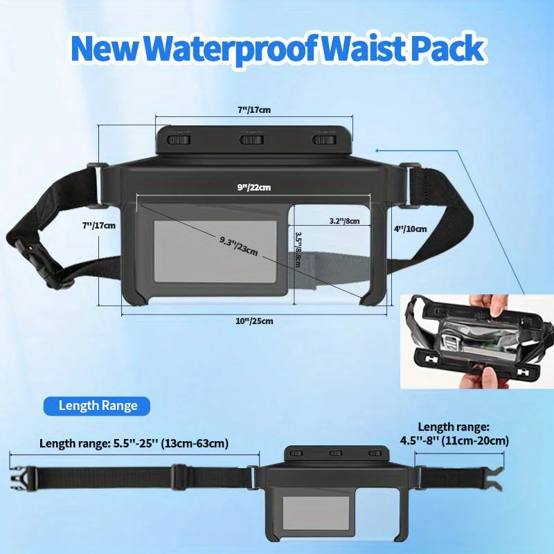 HAISSKY 3 Clips Wateproof Waist Swimming Bags Men Women Outdoor Travel Phone Earphone Cards Storage Waist Pack For iPhone Xiaomi view 4