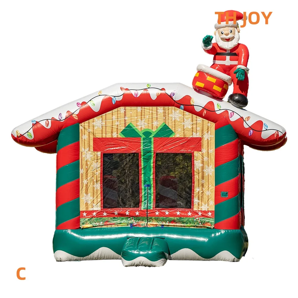 Maison de saut gonflable de noël, location commerciale, maison de rebond gonflable avec dessin animé du père noël