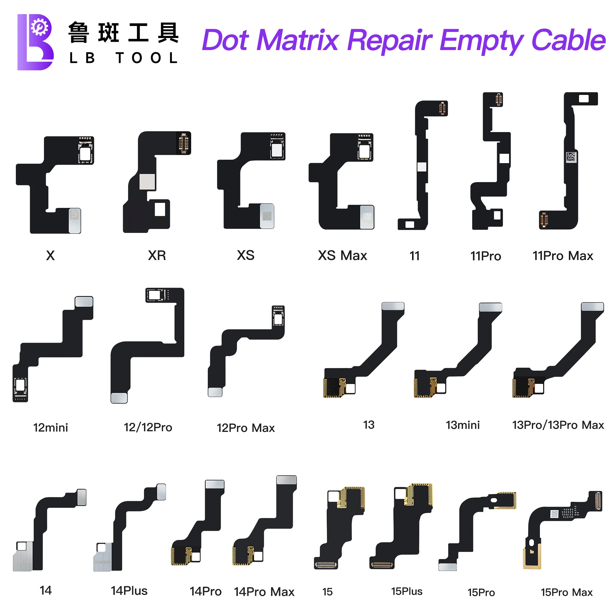 LB TOOL Dot Matrix Cable Empty Line Without Chip Is Used To Repair Broken iPhone X XS XR 11 12 13 14 15 Pro Max Face Dot Matrix