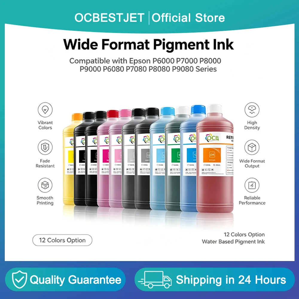 1000ML Waterproof Pigment Ink For Epson P6000 P7000 P8000 P9000 P6080 P7080 P8080 P9080 Inkjet Printer (11 Color Available)
