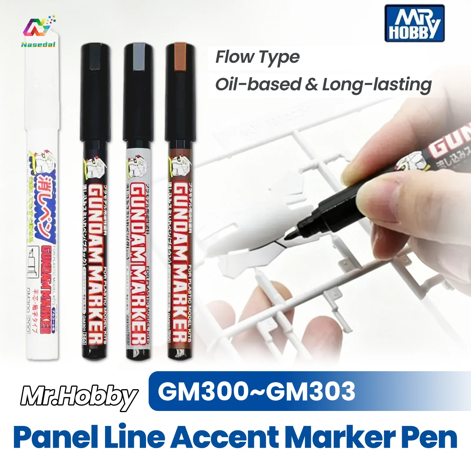 Mr Hobby GM300~GM303 Pour Type Panel Line Markers Oil Based Paint Pen for Gundam Military Scale Model Painting Shading Fine Tip